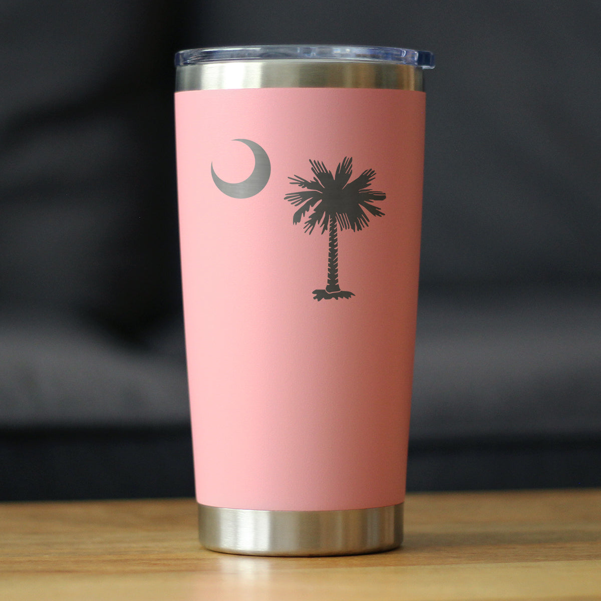 South Carolina Flag - Insulated Coffee Tumbler Cup with Sliding Lid - Stainless Steel Insulated Mug - State Themed Drinking Decor and Gifts for South Carolinian Women & Men