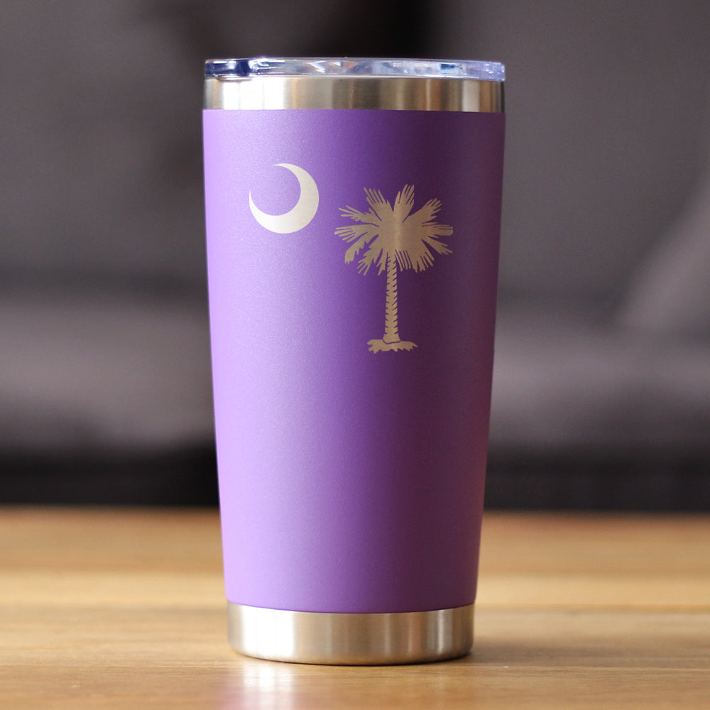 South Carolina Flag - Insulated Coffee Tumbler Cup with Sliding Lid - Stainless Steel Insulated Mug - State Themed Drinking Decor and Gifts for South Carolinian Women & Men