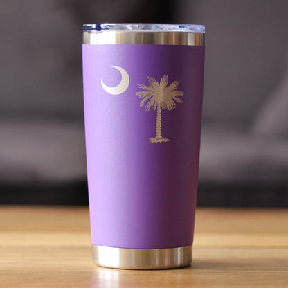 South Carolina Flag - Insulated Coffee Tumbler Cup with Sliding Lid - Stainless Steel Insulated Mug - State Themed Drinking Decor and Gifts for South Carolinian Women & Men