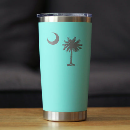 South Carolina Flag - Insulated Coffee Tumbler Cup with Sliding Lid - Stainless Steel Insulated Mug - State Themed Drinking Decor and Gifts for South Carolinian Women & Men