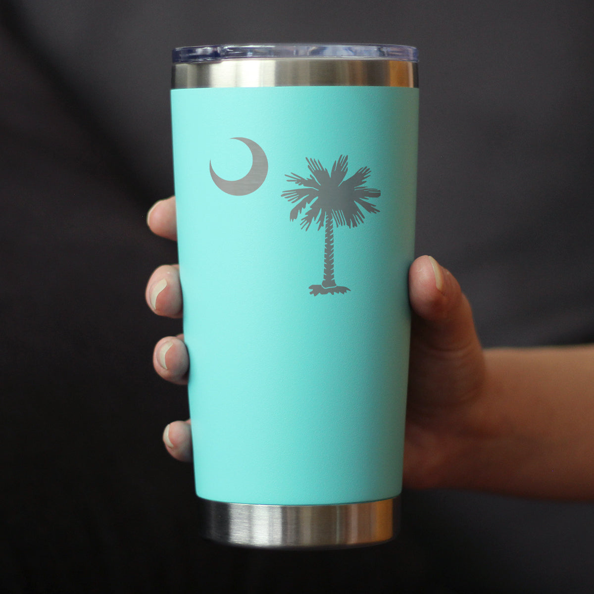 South Carolina Flag - Insulated Coffee Tumbler Cup with Sliding Lid - Stainless Steel Insulated Mug - State Themed Drinking Decor and Gifts for South Carolinian Women & Men