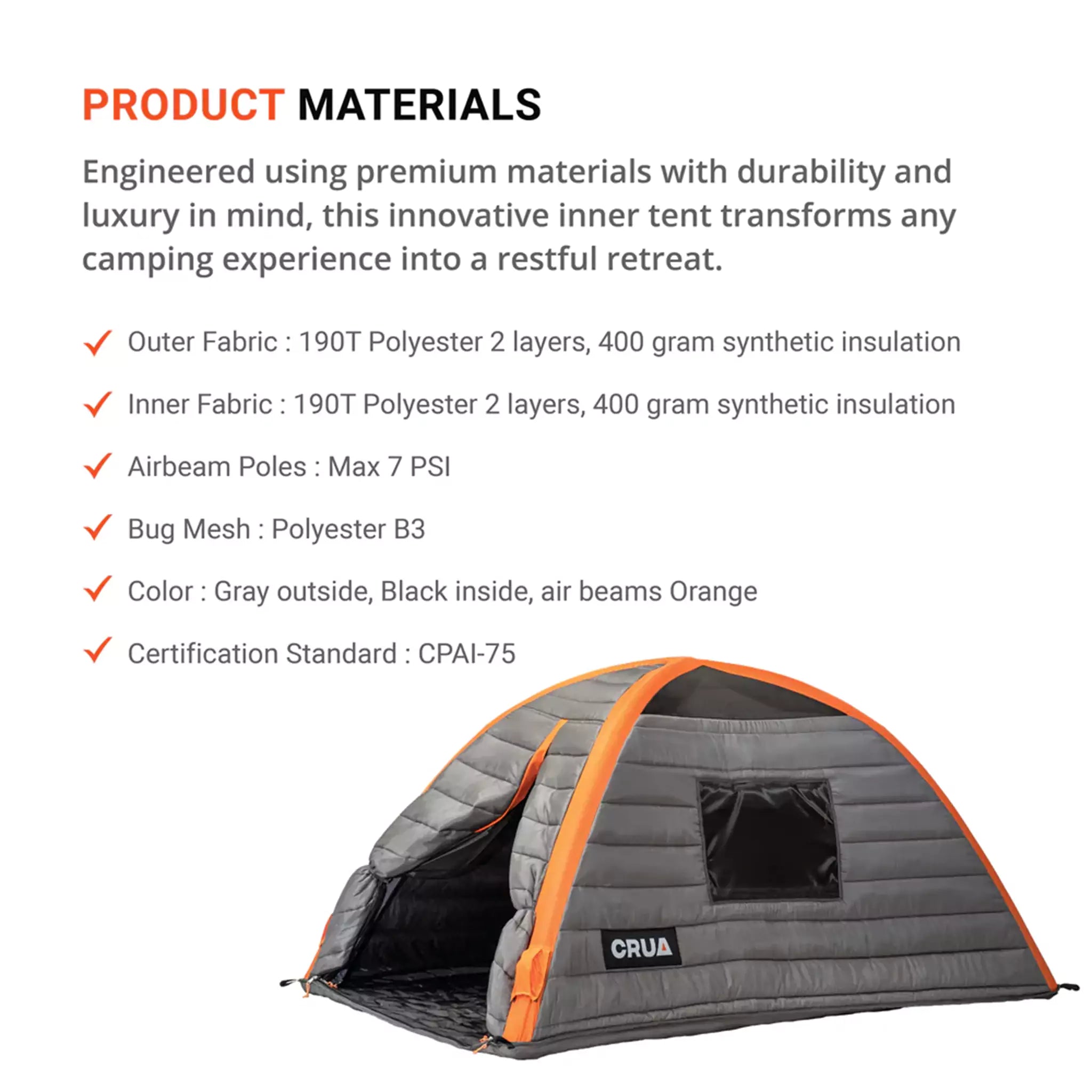 CULLA FAMILY 5 Person Insulated Inner Tent