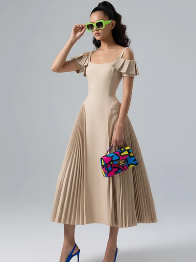 Camisole Backless Party Dress with Pleated and Patchwork Details For Women, SoHo, BYMANYC New York.