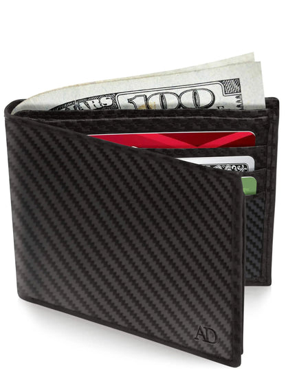 Leather Bifold Wallet with Flip-Up ID Window