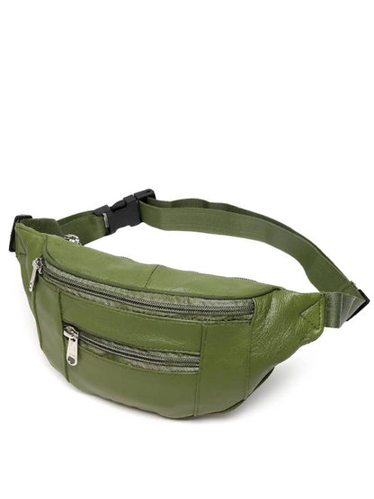 Carl Sheep Nappa Leather Small Size Olive Waist Fanny Bag