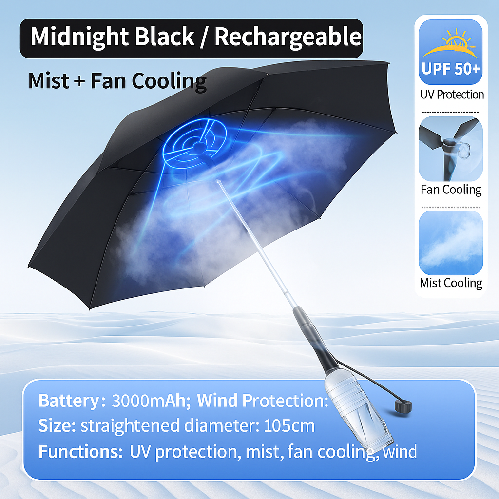 Multifunction Fan Umbrella – Cooling, UV Protection & Windproof | LITEGUEST™️