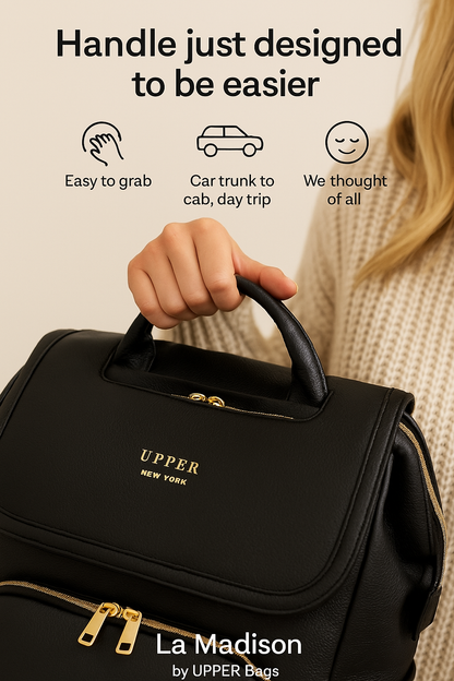 Leather Diaper Bag Backpack - La Madison™ II - Work & Play Commuter Backpack Gift Set (Limited Edition)