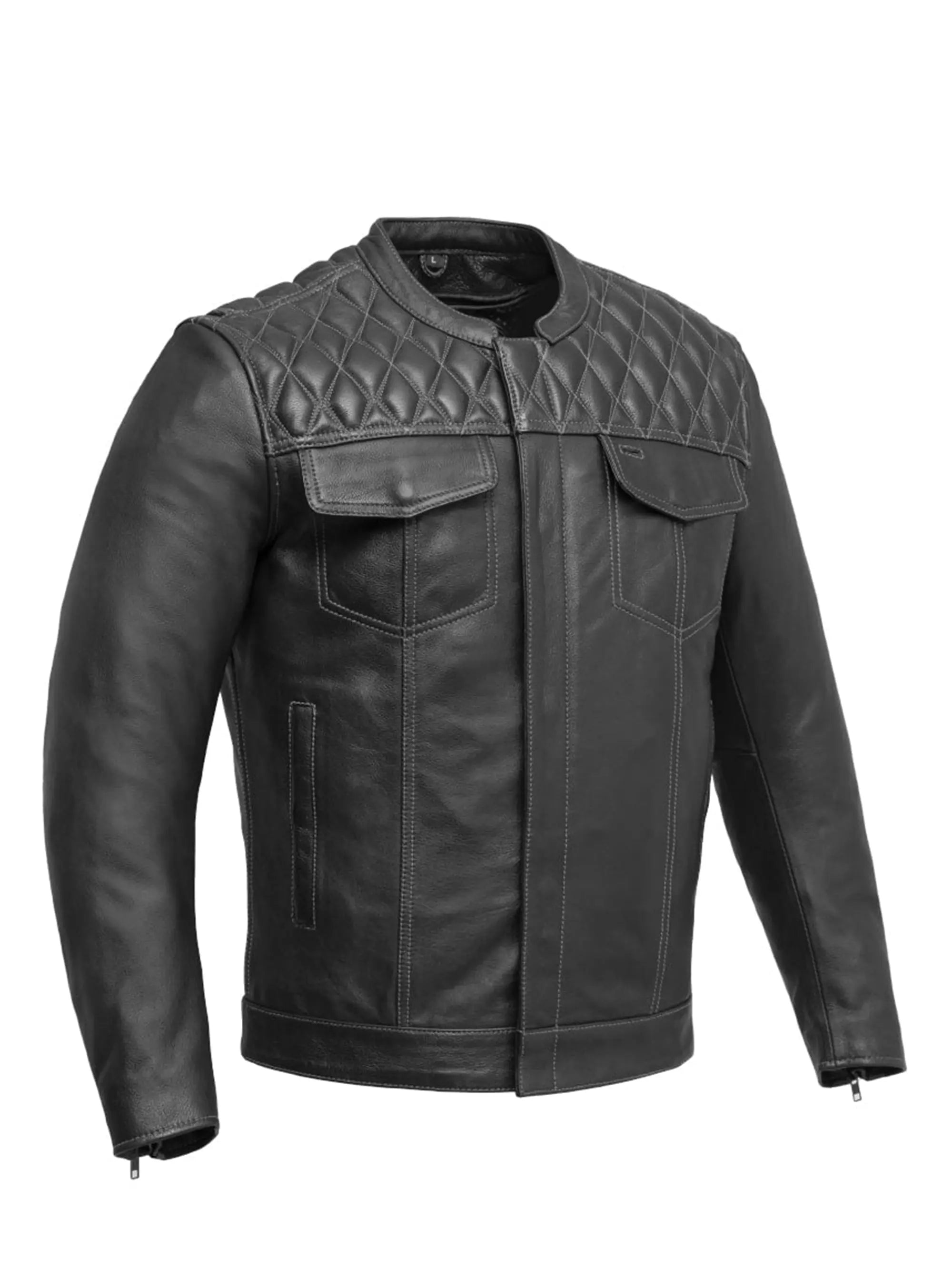 Cinder Men's Cafe Style Leather Jacket