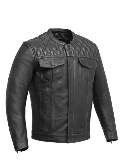 Cinder Men's Cafe Style Leather Jacket