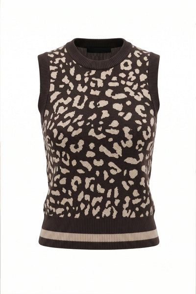 Clara Jacquard Sweater Vest with Striped Hem
