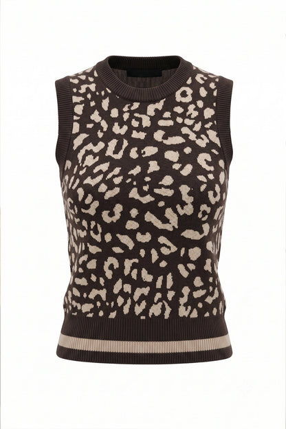 Clara Jacquard Sweater Vest with Striped Hem