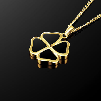 Clover Pendant - 14K Gold Onyx
