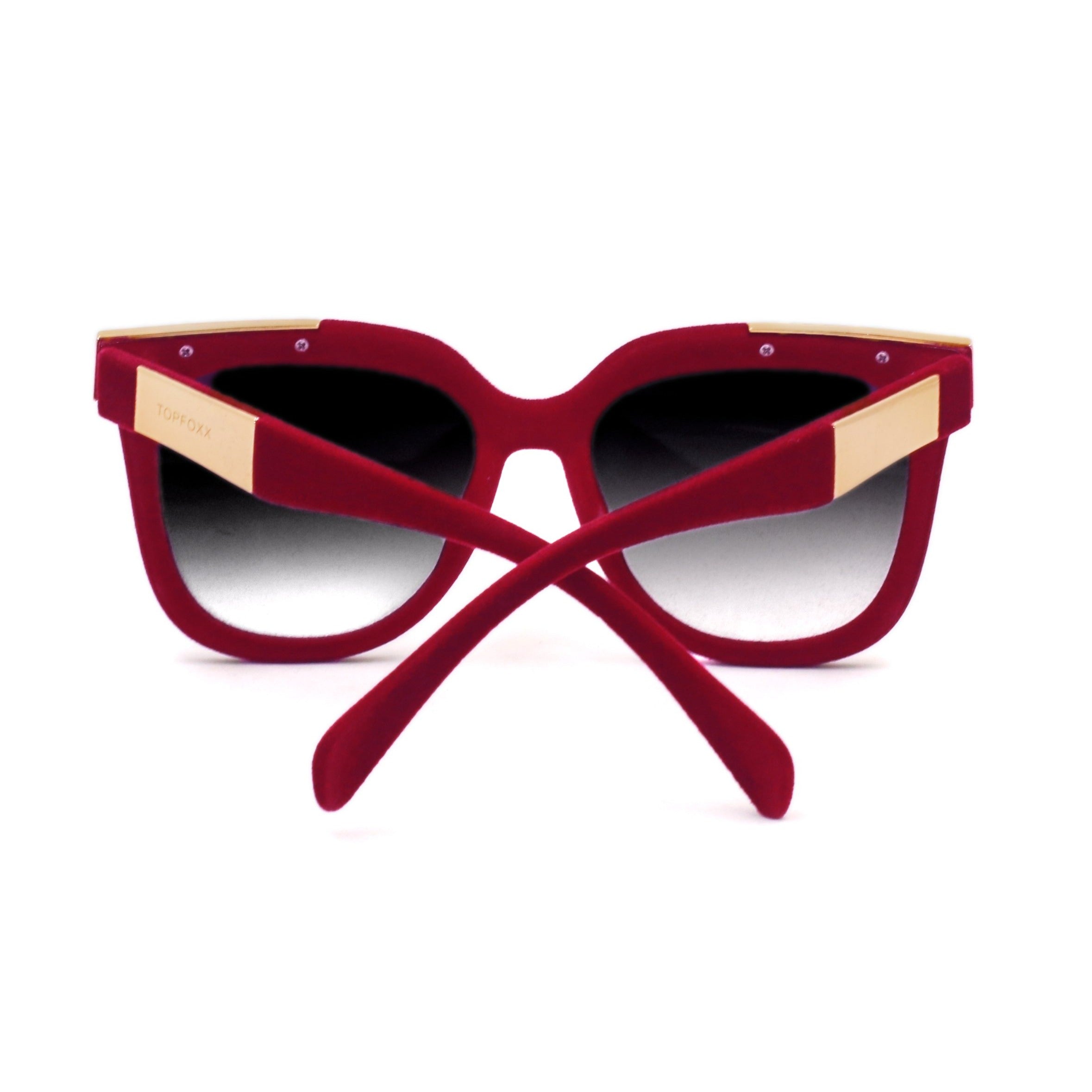 Coco - Red Velvet Frame Black Lens Wayfarer Sunglasses