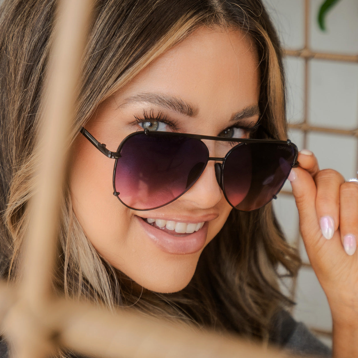 Cristina - Tangle Free - Faded Purple & Pink Aviator Sunglasses