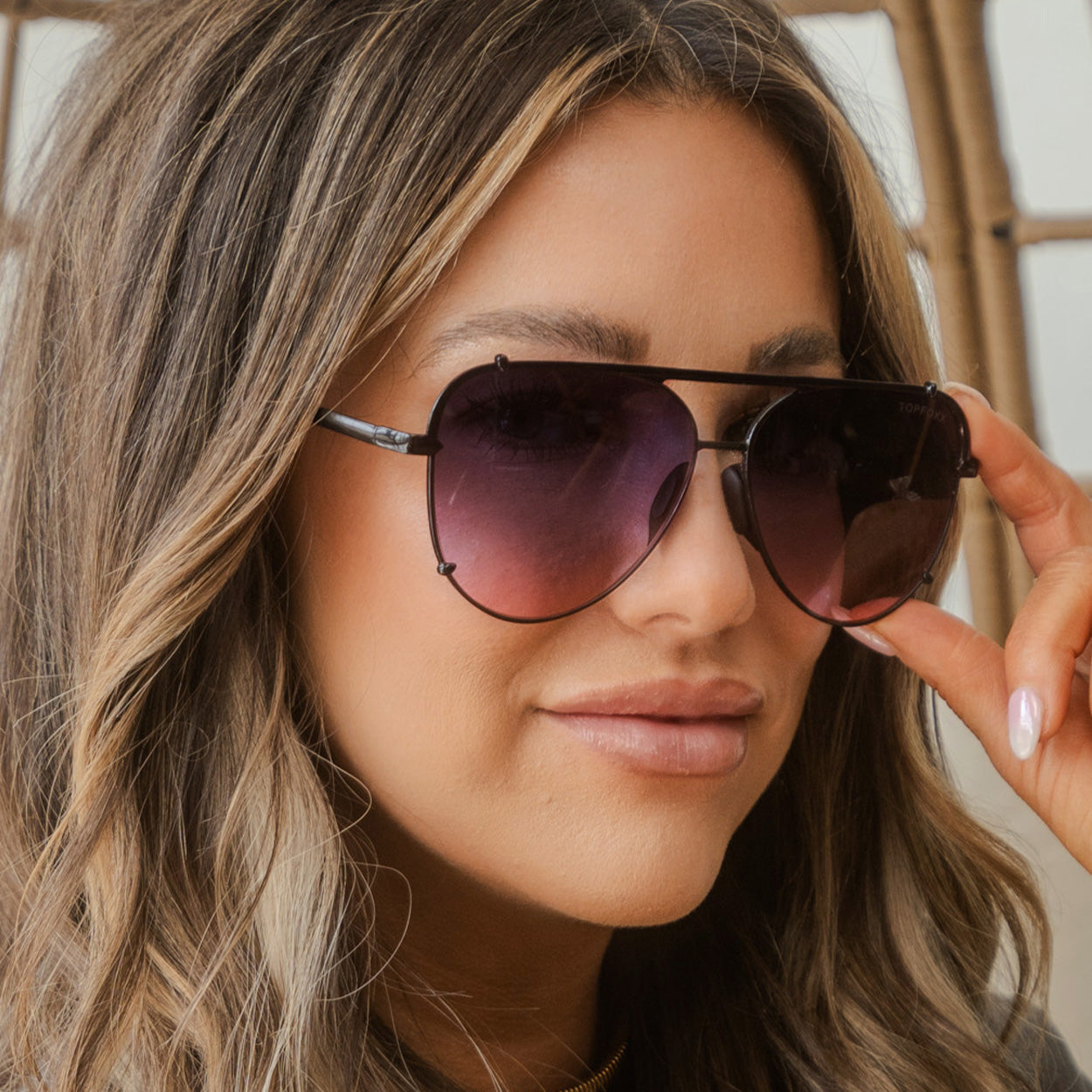 Cristina - Tangle Free - Faded Purple & Pink Aviator Sunglasses