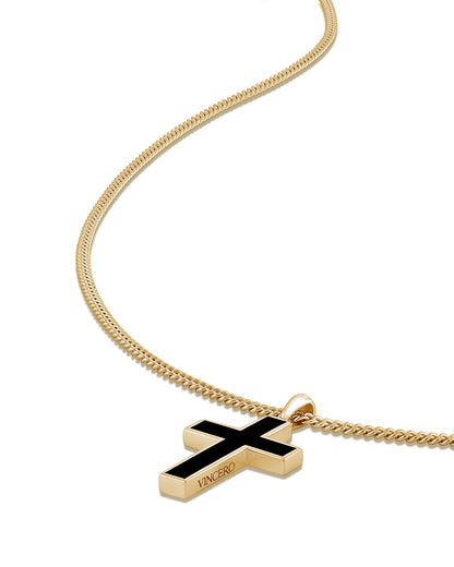 Stone Cross Pendant - Gold Set