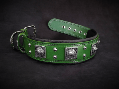 The "Eros" Dog Collar 2.5-inch Wide. Green
