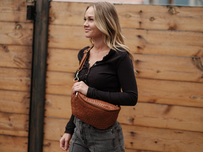 Haleiwa Woven Leather Sling Bag