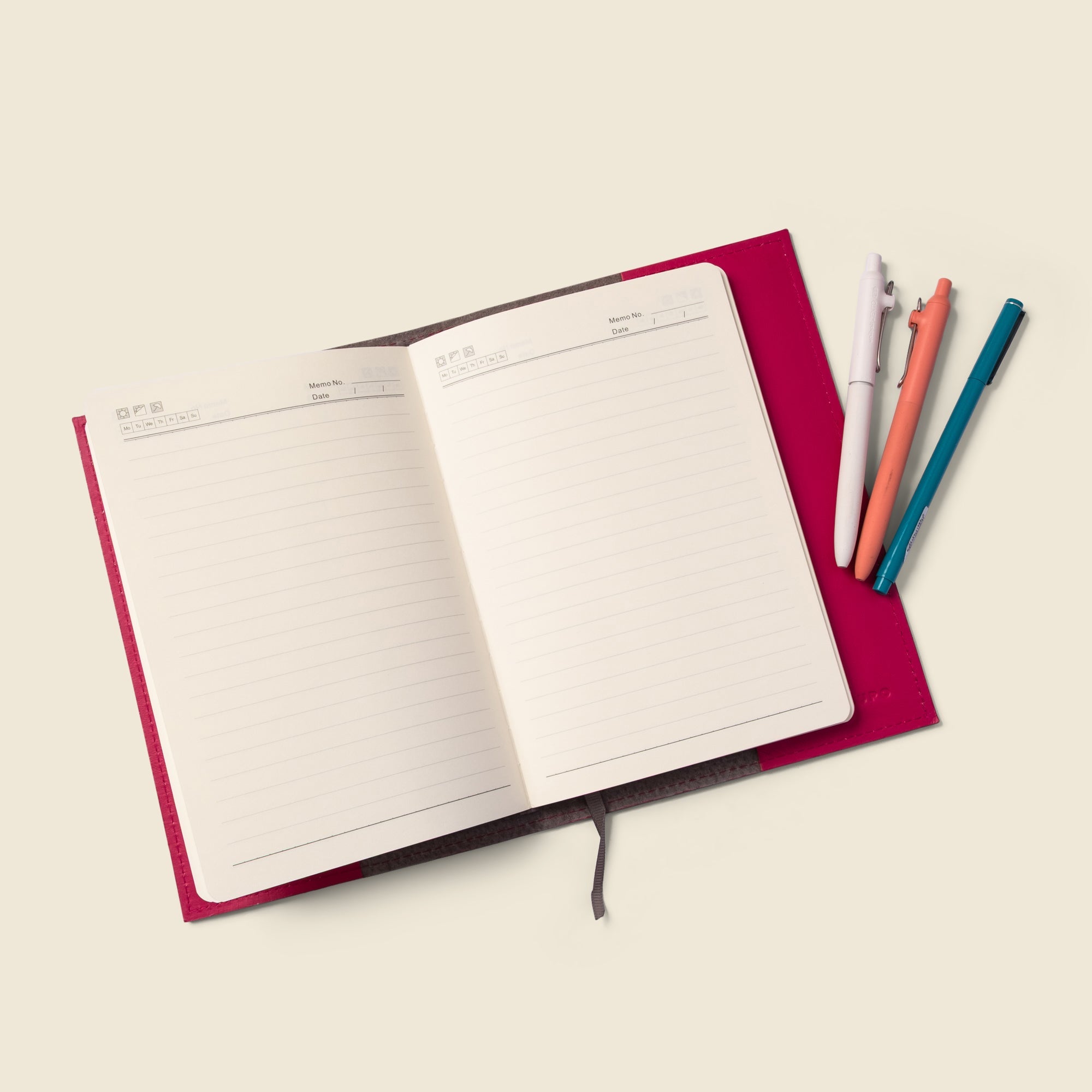 Refillable A5 Leather Notebook Cover - Pink