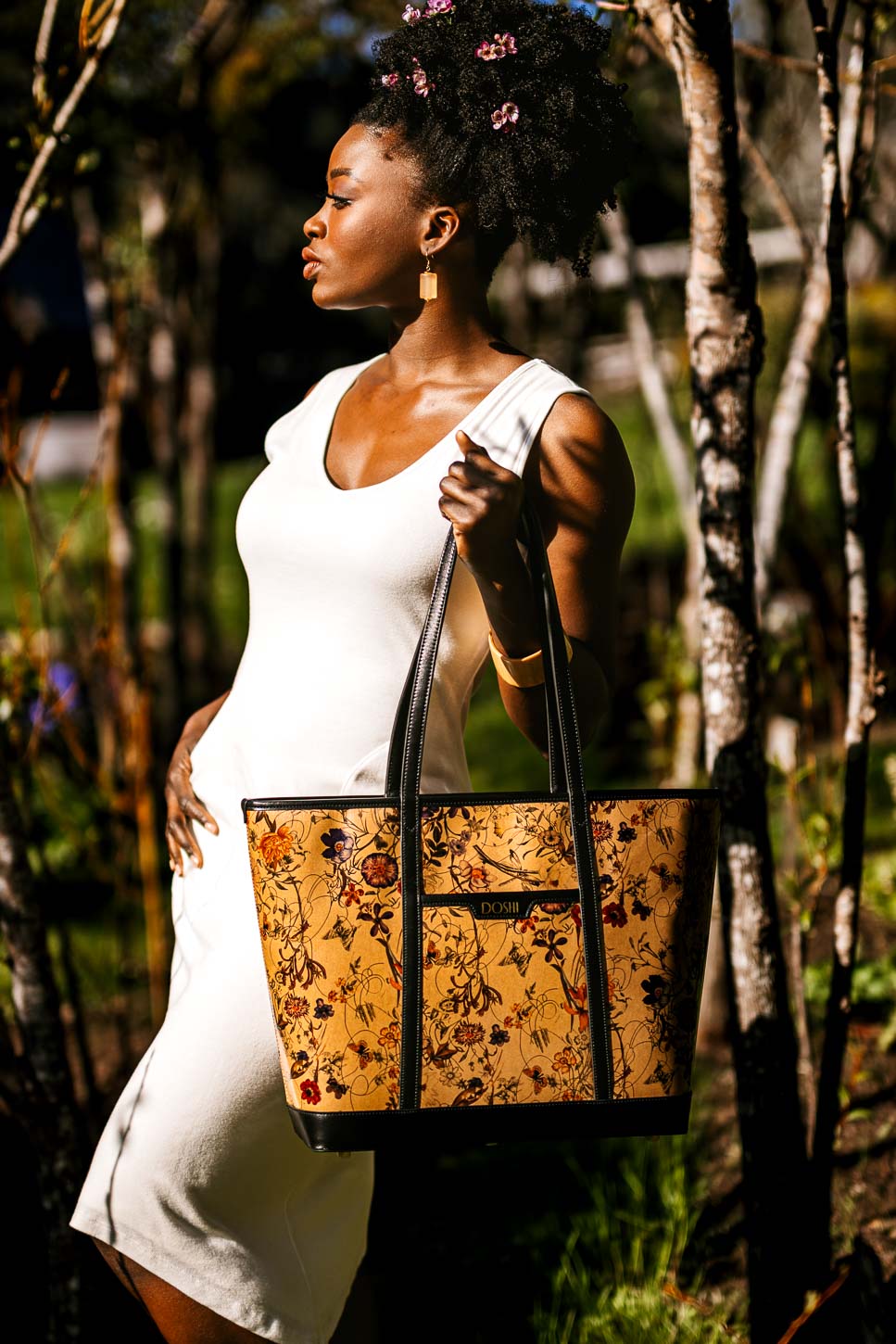 The Standard : Large Floral Kraft Paper Vegan Leather Tote