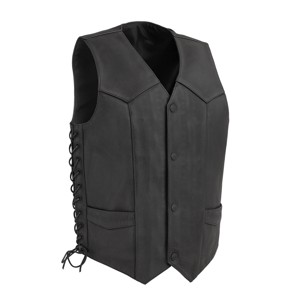 Deadwood Men's Motorcycle Western Style Leather Vest