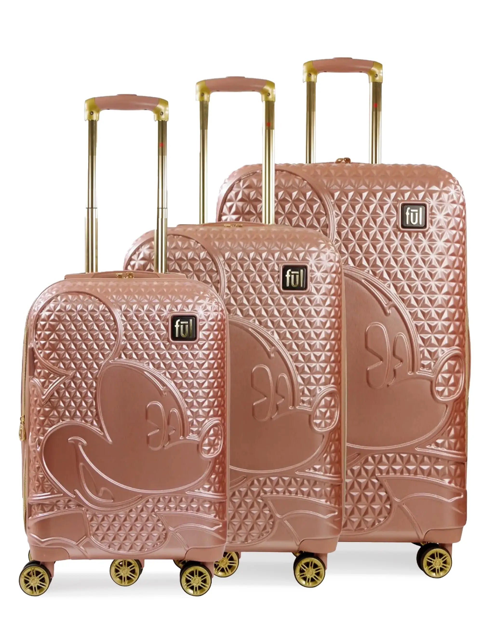 Disney Mickey Mouse Suitcases 3 Piece Luggage Set | Rose Gold