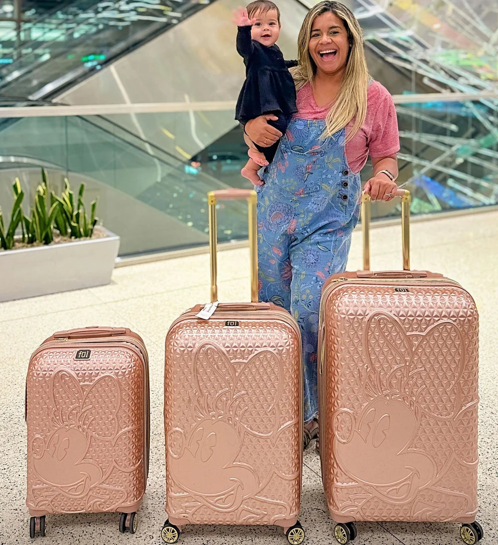 Disney Minnie Mouse Rolling Luggage 3 Piece Set Rose Gold