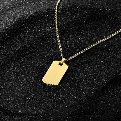 Beveled Tag Pendant - 14K Gold
