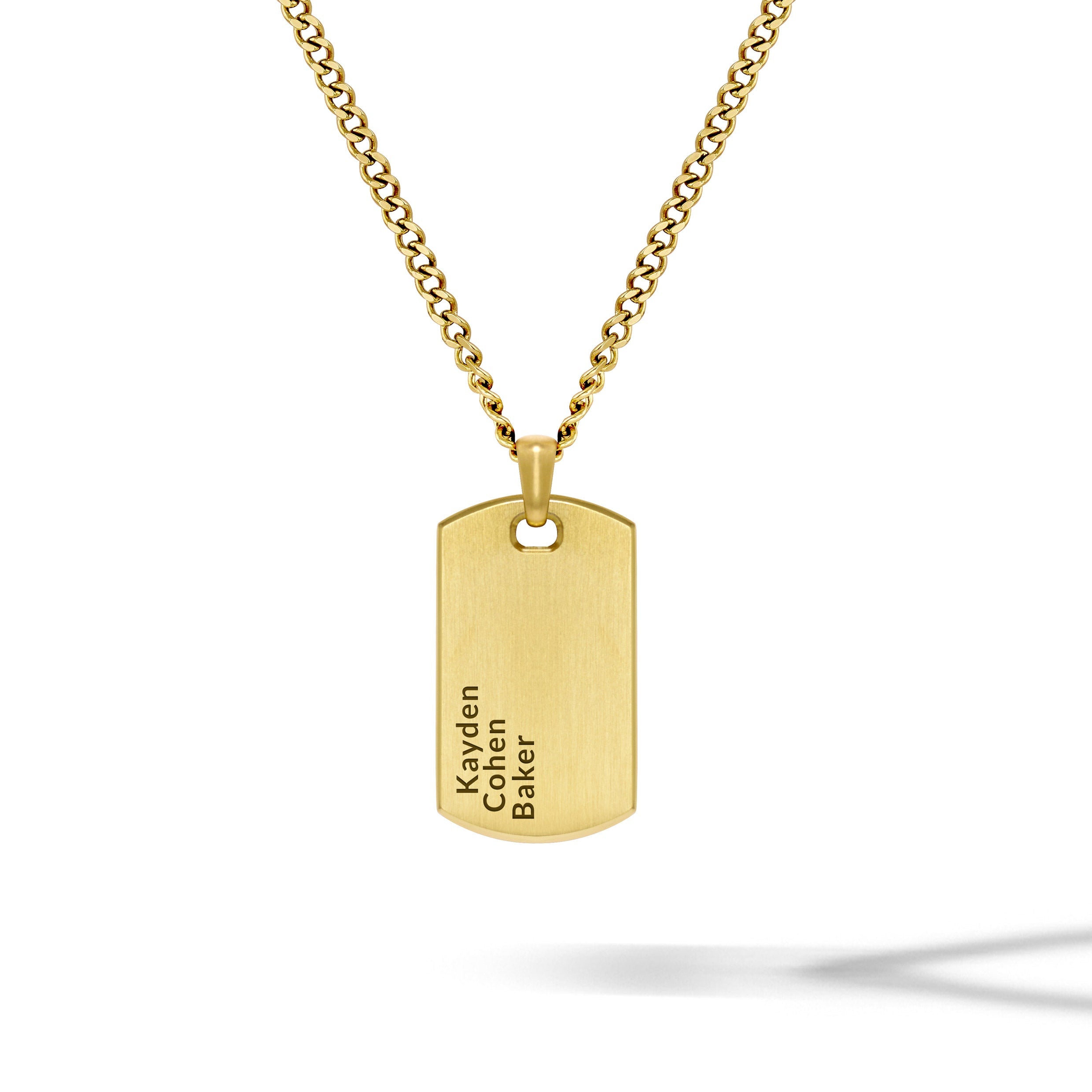 Beveled Tag Pendant - 14K Gold