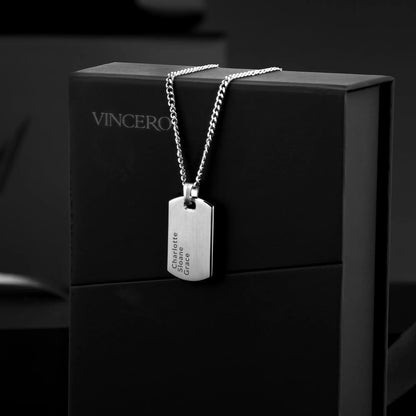 Beveled Tag Pendant - Silver