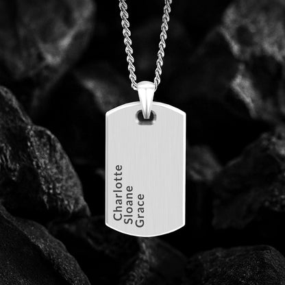 Beveled Tag Pendant - Silver