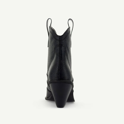Isabel: Western Bootie - Black Snake