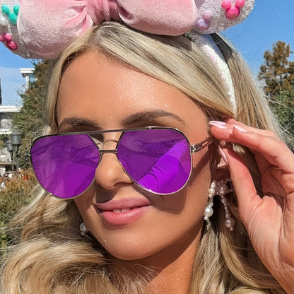 Untangled x Emily- Tangle Free - Mirrored Purple Aviator Sunglasses