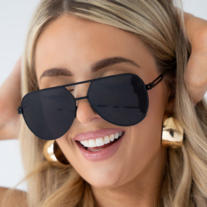 Untangled x Emily - Tangle Free - Black Aviator Sunglasses