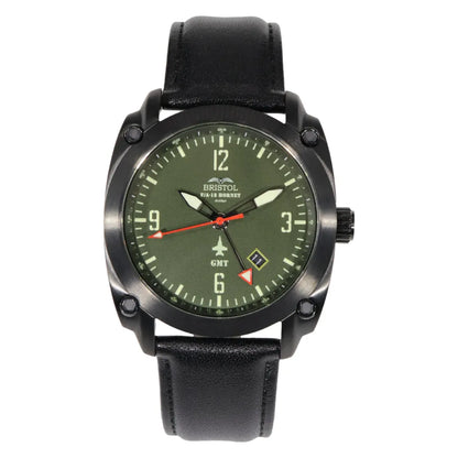F-18 Hornet Tribute - Black Finish, Dark Green Dial, Black Leather Band