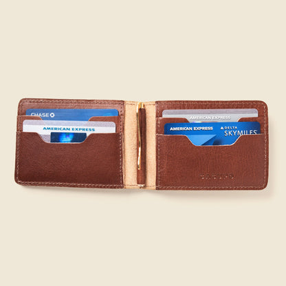 Bifold Money Clip Wallet - Chocolate