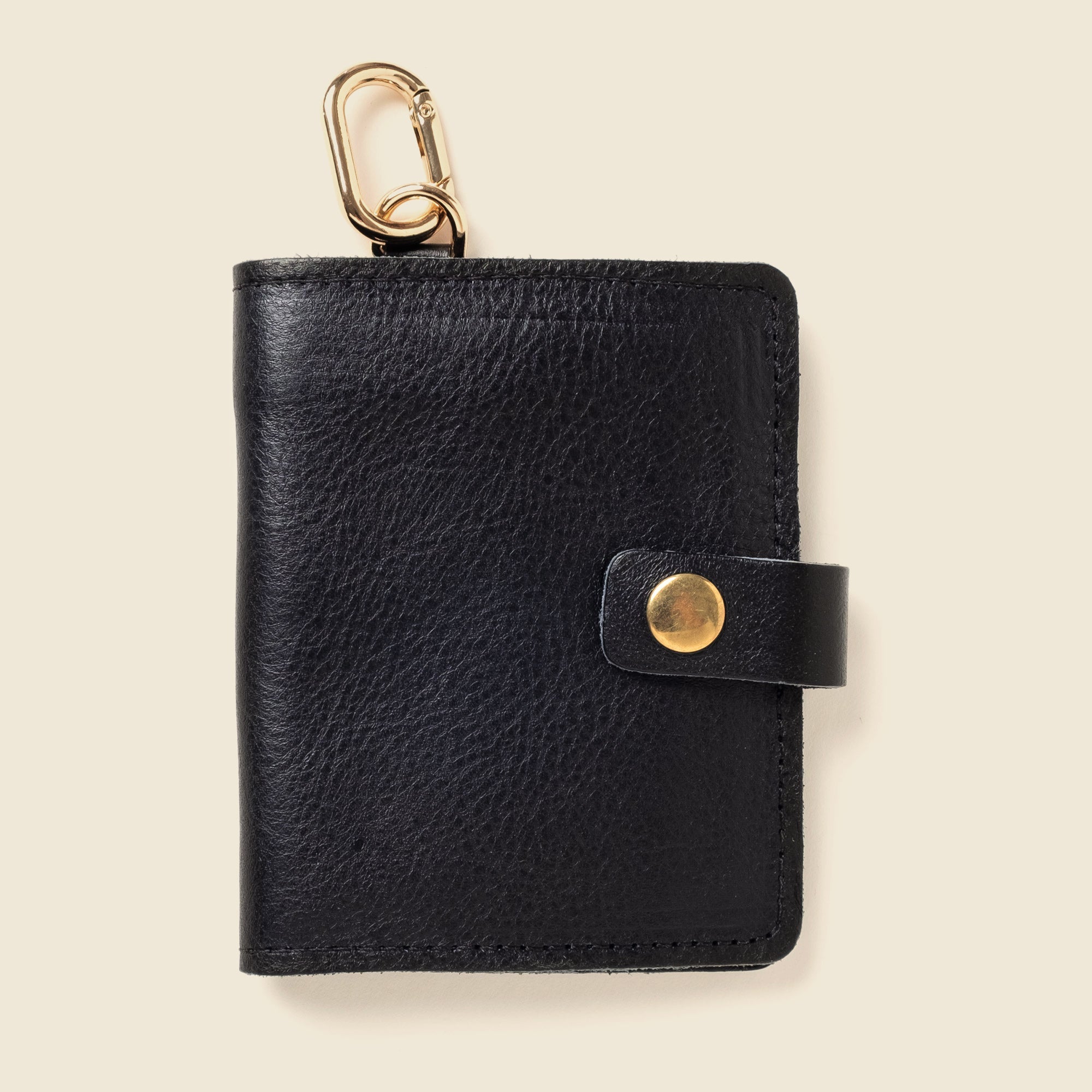 Wallet with Snap and Key Ring - Black