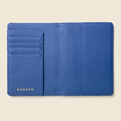 Leather Passport Wallet with RFID Shield - Cobalt