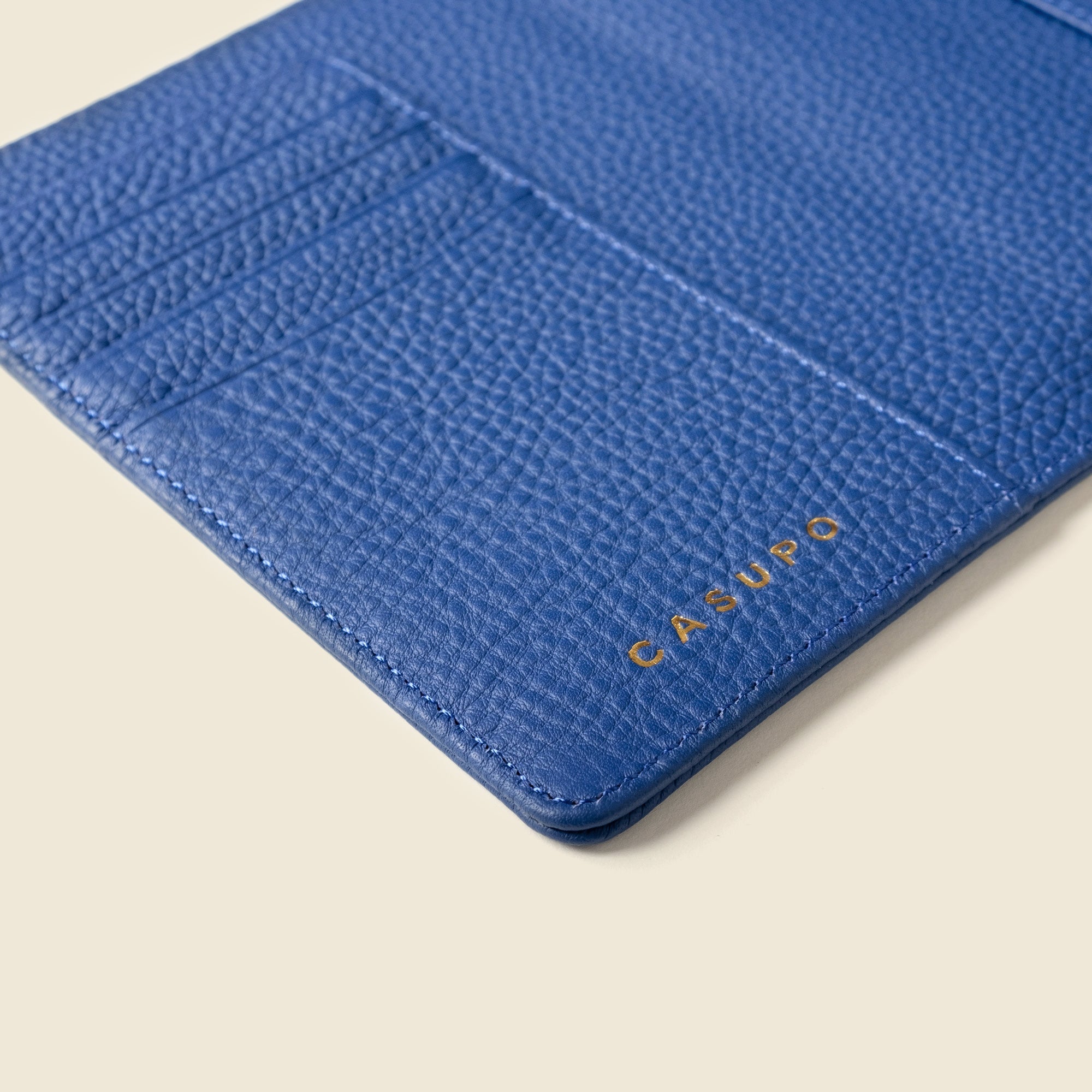 Leather Passport Wallet with RFID Shield - Cobalt