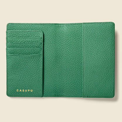 Leather Passport Wallet with RFID - Green