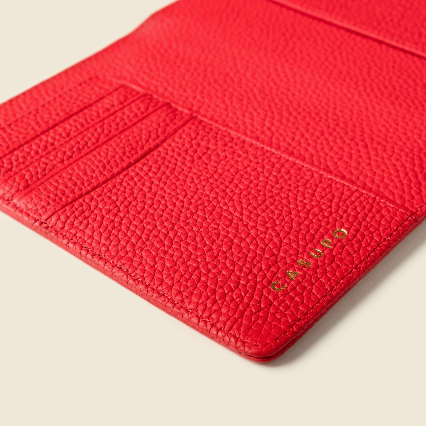 Leather Passport Wallet with RFID - Red