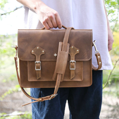 Classic Leather Messenger Bag for Men