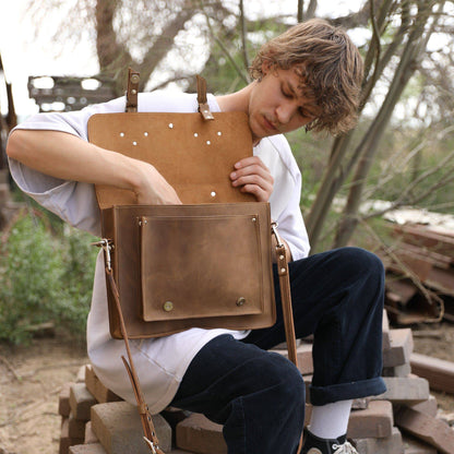 Classic Leather Messenger Bag for Men