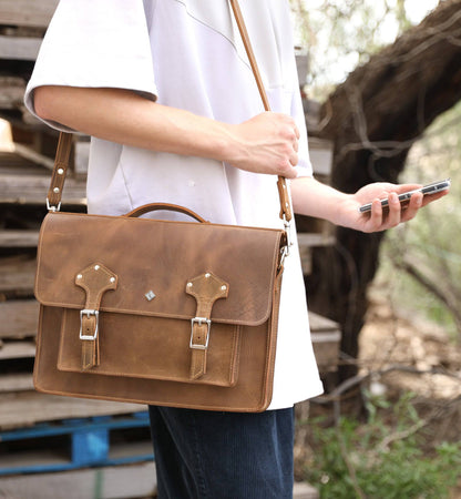 Classic Leather Messenger Bag for Men