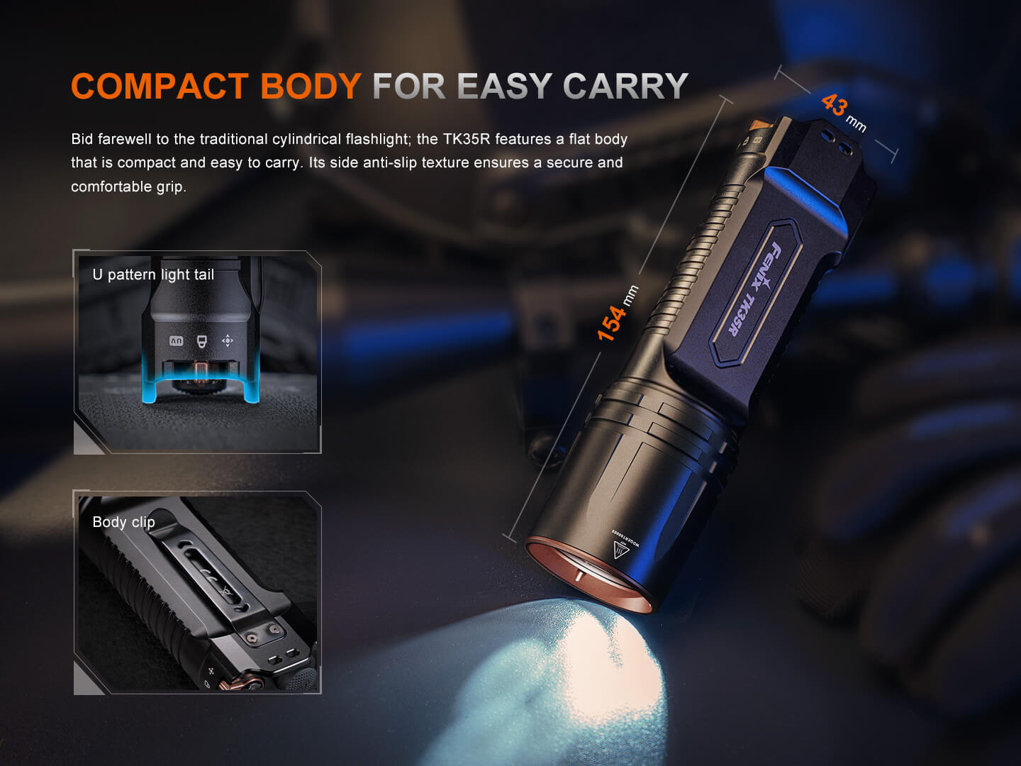 TK35R Rechargeable High-Performance Tactical Flashlight with UV Output