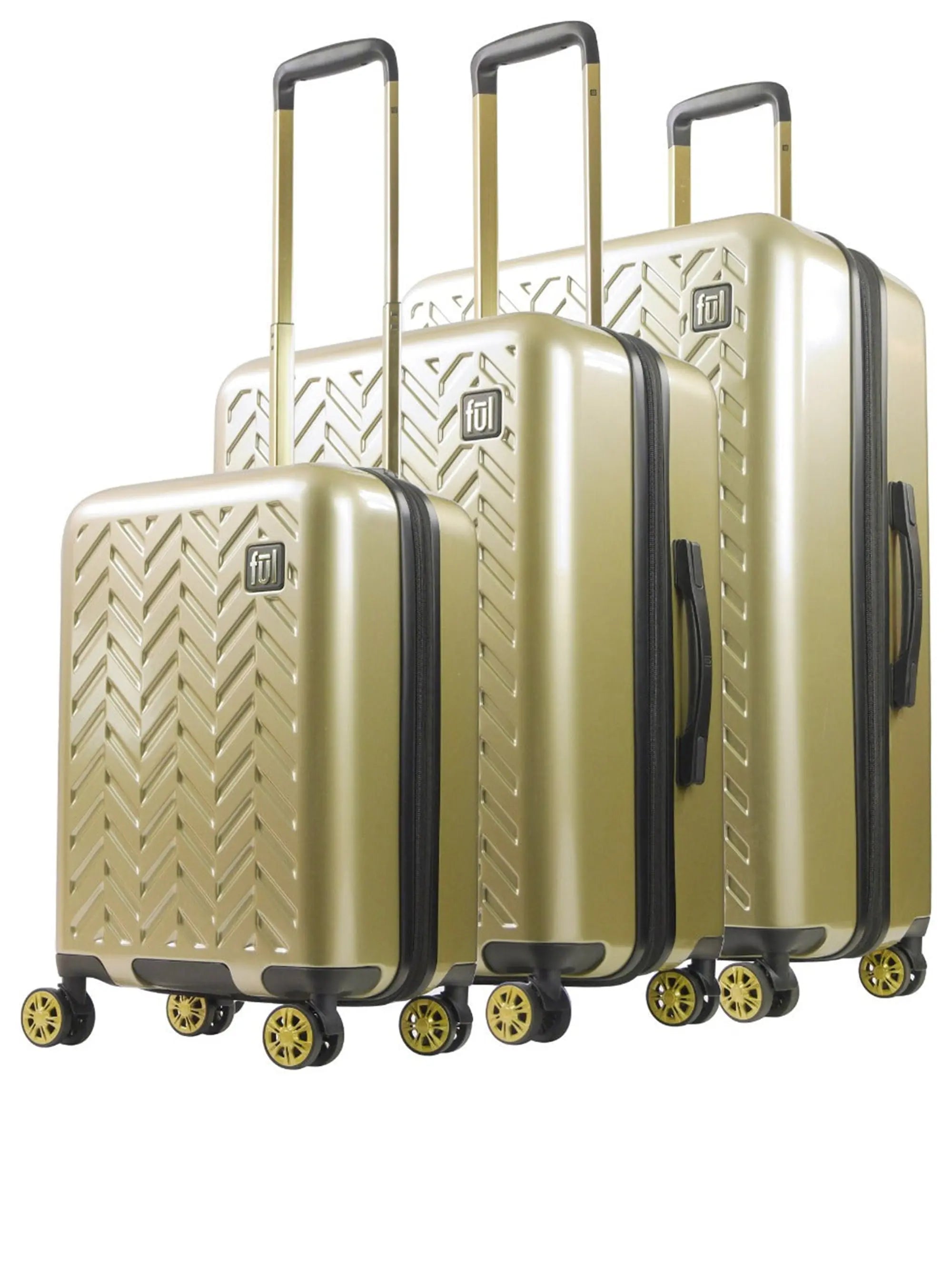 Ful Groove Expandable Hardside Spinner 3 Pc Luggage Set, Gold