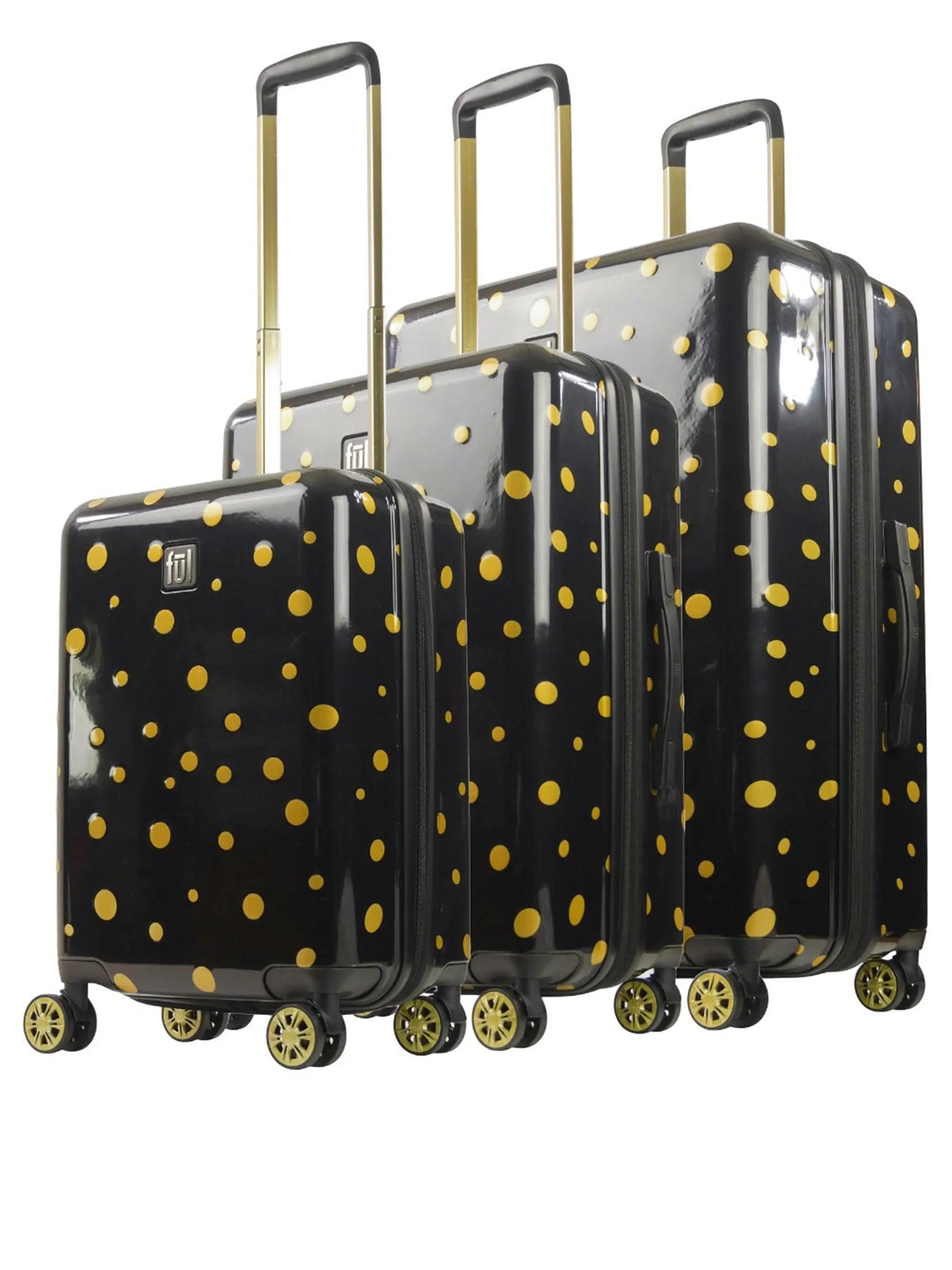 Ful Impulse Mixed Dots Hardside Spinner Luggage 3pc set, Black