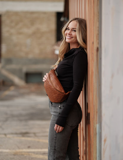 Haleiwa Woven Leather Sling Bag