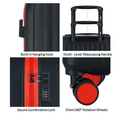 GALA 3 Piece Polycarbonate Luggage Set with TSA Lock - Black