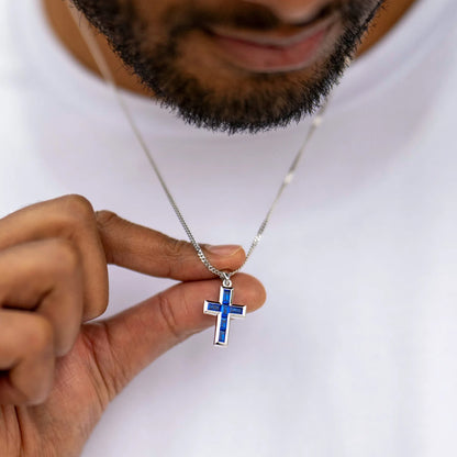 Gemstone Cross Pendant - Sapphire